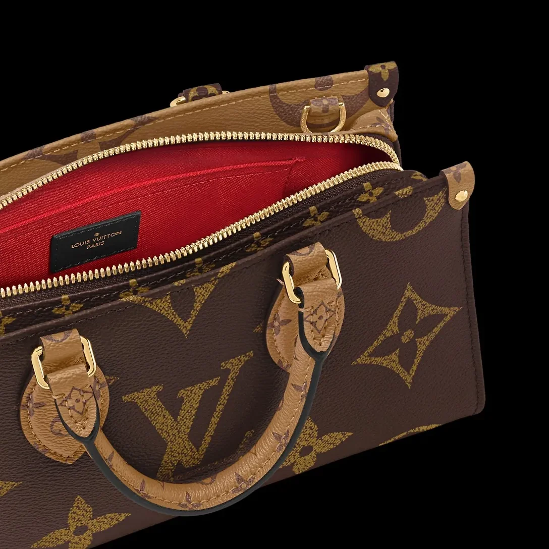 Louis Vuitton OnTheGo East West Tote Bag in Brown Gold Hardware