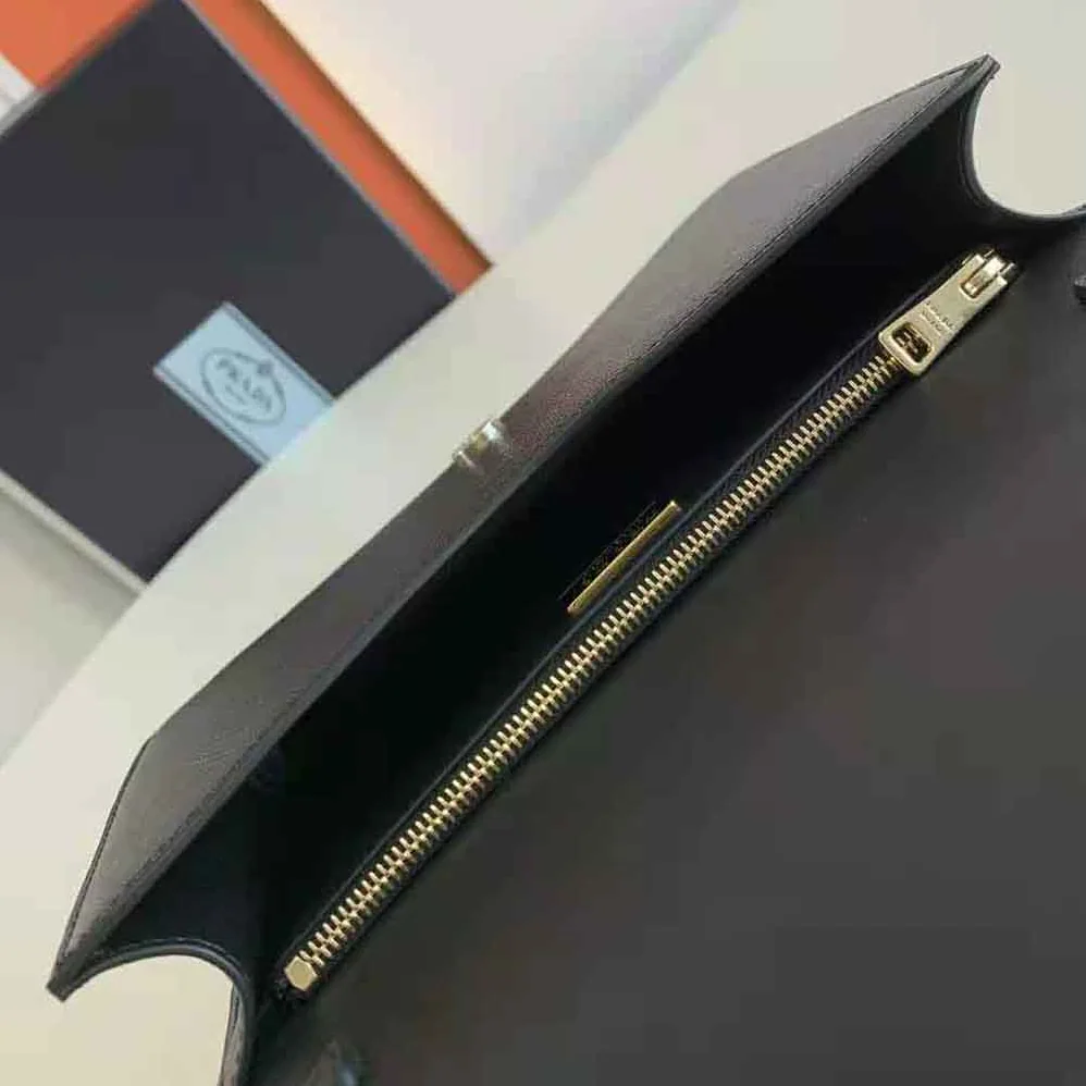 Prada Saffiano Leather Shoulder Bag for Women in Black Prada Saffiano Leather Shoulder Bag for Women in Black