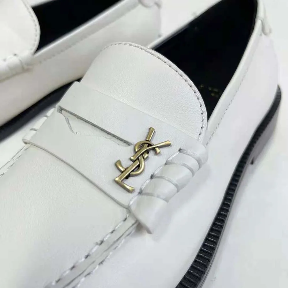 Celine Le Loafer Penny Slippers in Smooth Leather for Women in White Celine Le Loafer Penny Slippers in Smooth Leather for Women in White