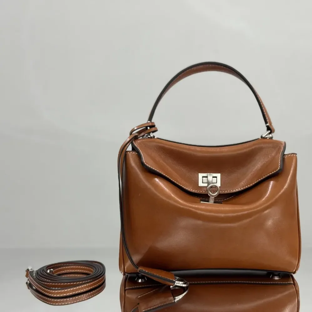Balenciaga Rodeo Handbag Mini in Tan Cowboy Vegetable Tanned Lambskin Aged for Women in silver Hardware