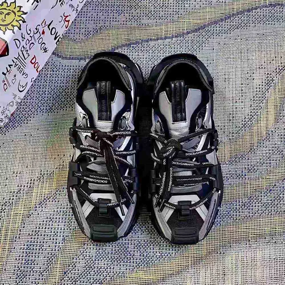 Dolce Gabbana D&G Mixed-Materials Space Sneakers for Unisex in Silver Dolce Gabbana D&G Mixed-Materials Space Sneakers for Unisex in Silver