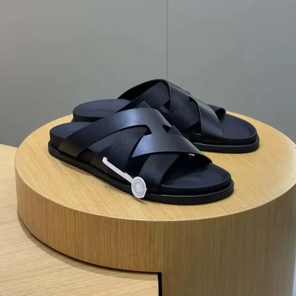 Hermes Kazimir Sandal for Unisex in Black