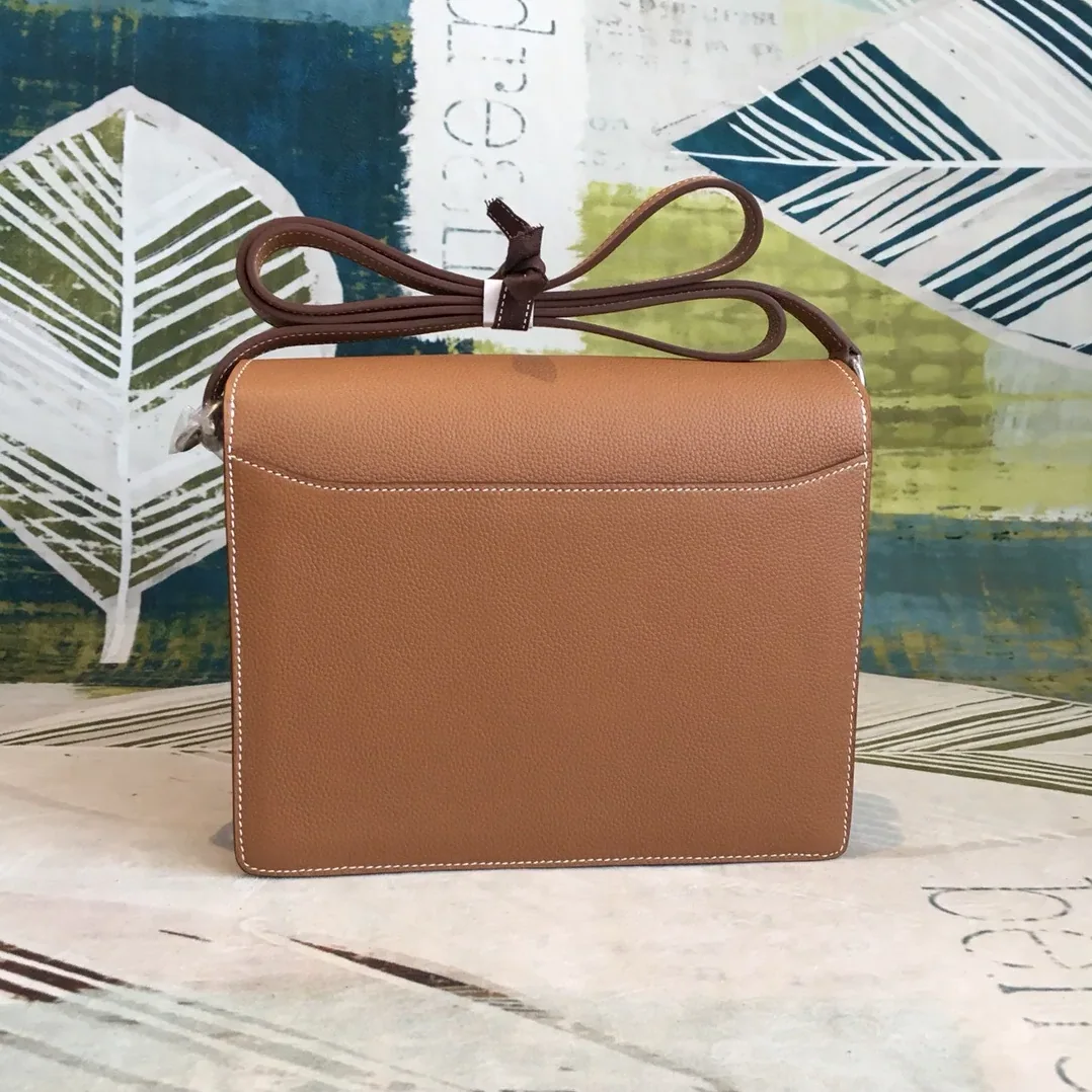 Hermes Mini Evercolor Sac Roulis 19 Brown Palladium Hardware / Hermes Mini Evercolor Sac Roulis 19 Brown Palladium Hardware /