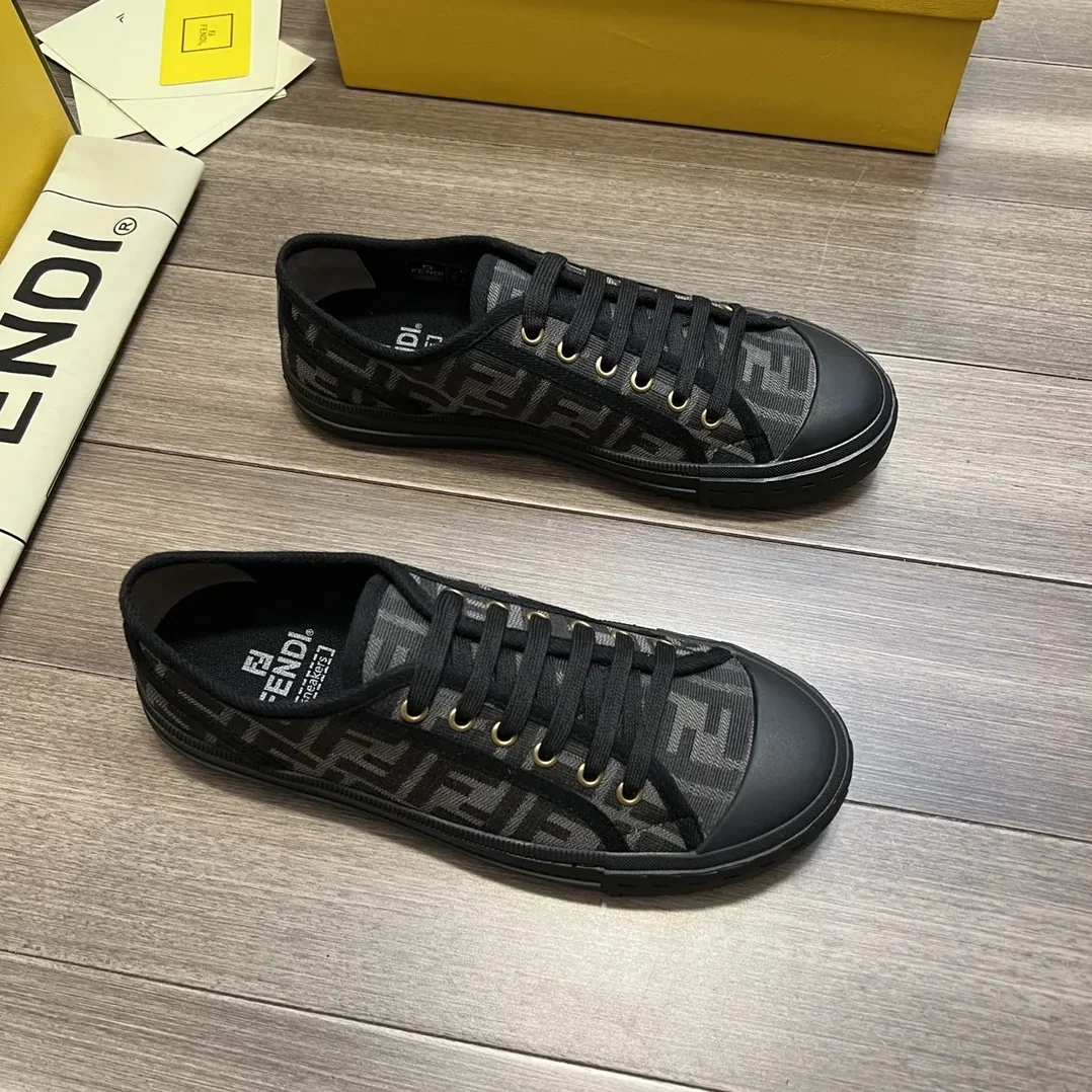Fendi FD Domino Fabric Low-Tops Sneakers Black 7E1553AJZXF13I8