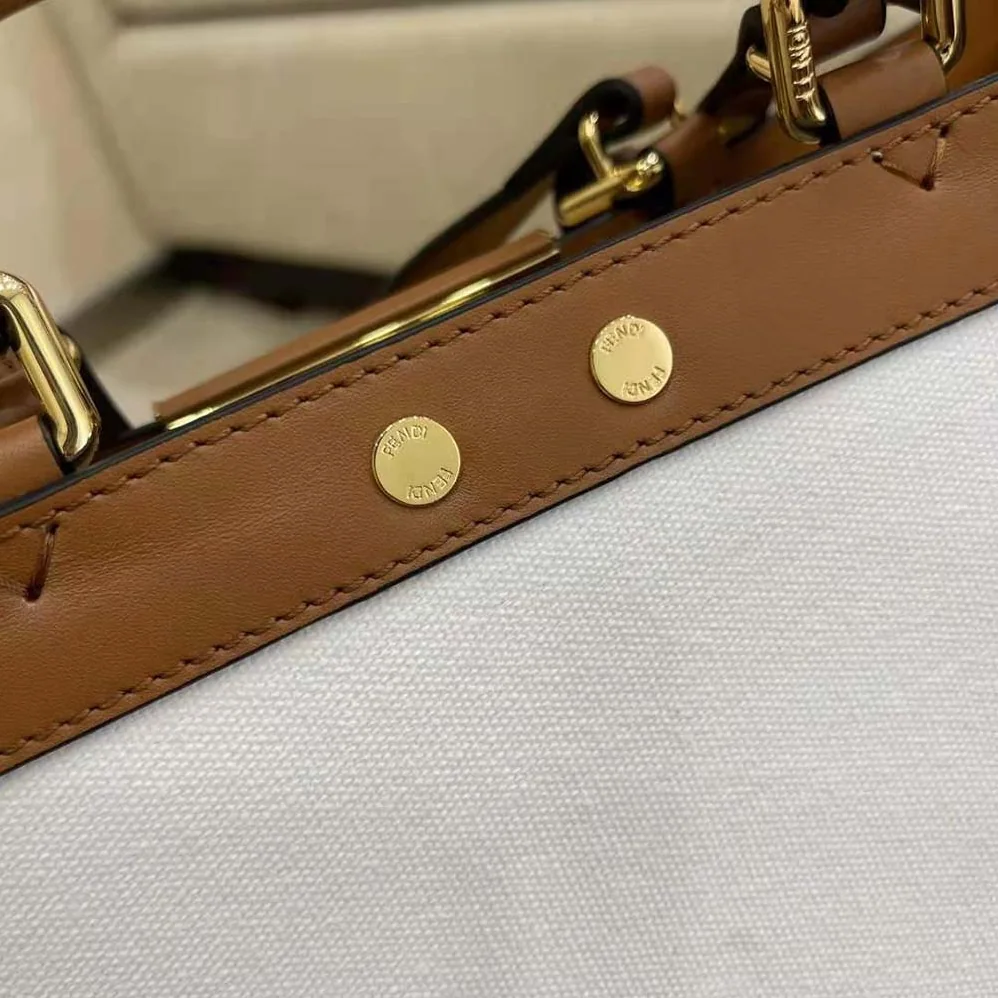 Fendi Peekaboo X-Tote Embroidered Canvas Bag for Women in White Fendi Peekaboo X-Tote Embroidered Canvas Bag for Women in White