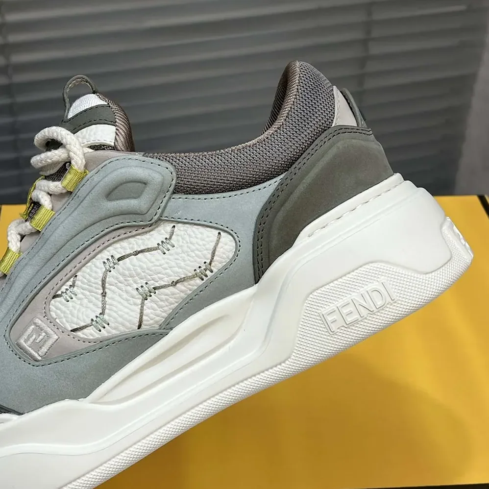 Fendi Force Sneakers White Leather and Green Nubuck Low for Unisex in tops Fendi Force Sneakers White Leather and Green Nubuck Low for Unisex in tops