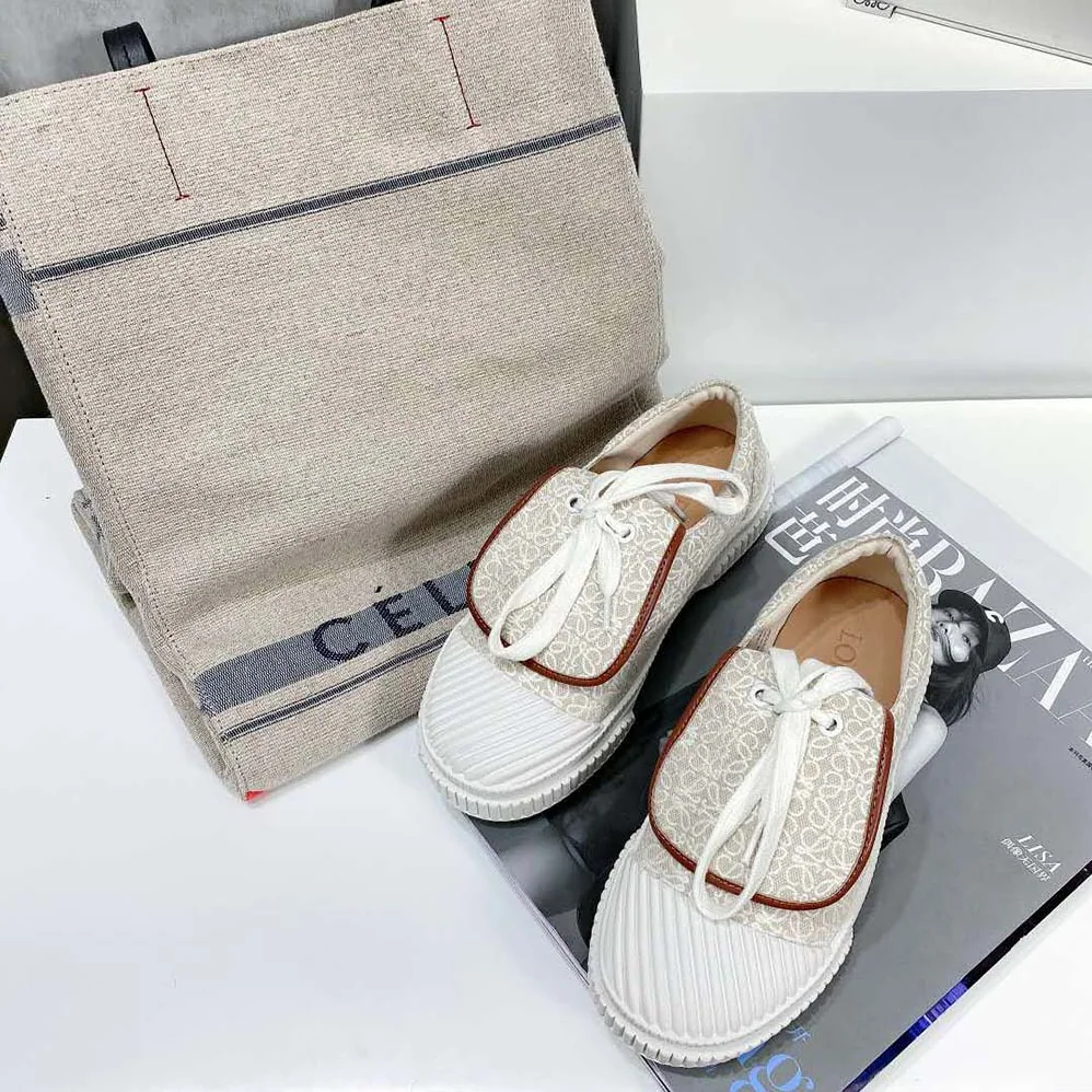 Loewe Anagram Flap Sneaker in Canvas for Women in White Loewe Anagram Flap Sneaker in Canvas for Women in White
