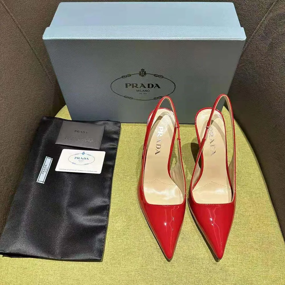 Prada Patent Leather Slingbacks for Women in Red Prada Patent Leather Slingbacks for Women in Red