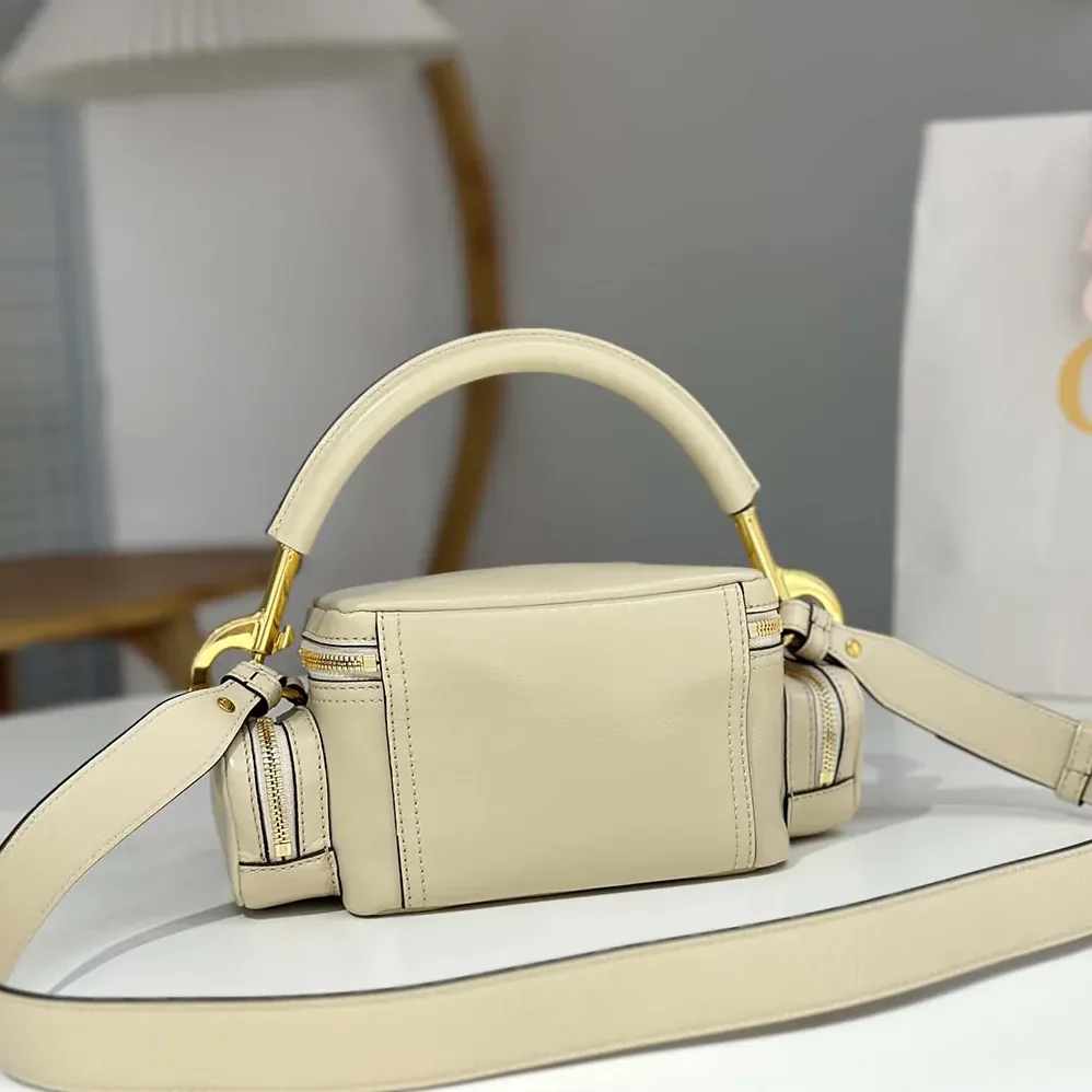 Chloe Small Camera Bag in Shiny Leather for Women in Beige