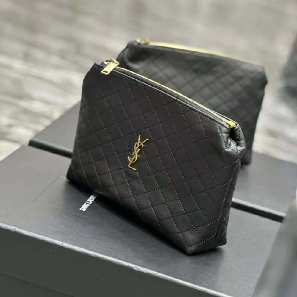 Saint Laurent YSL Gaby Cosmetic Pouch in Quilted Leather for Women Saint Laurent YSL Gaby Cosmetic Pouch in Quilted Leather for Women