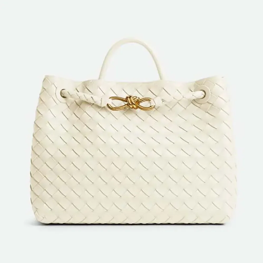 Bottega Veneta Medium Andiamo in Supple Intrecciato Leather for Women in White