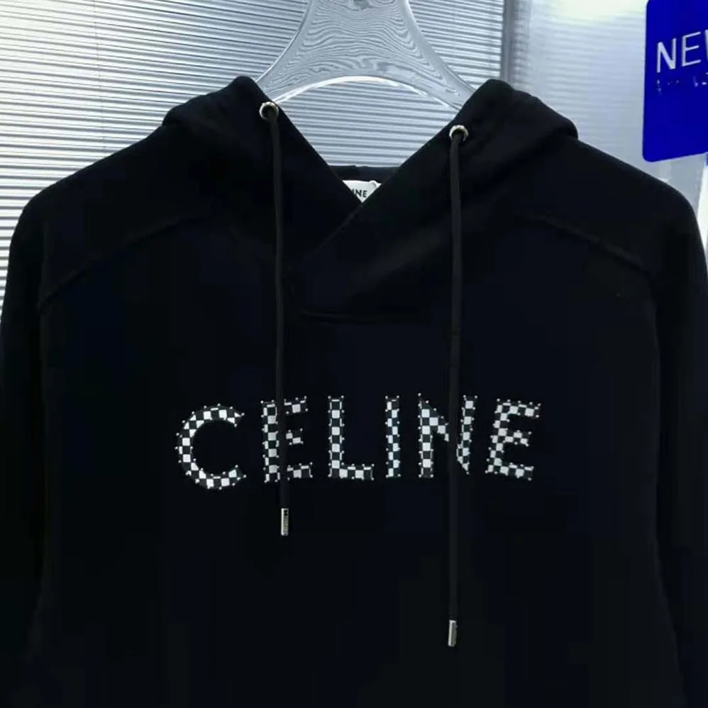 Celine Loose Sweatshirt in Cotton Fleece with Studs for Men in Black Celine Loose Sweatshirt in Cotton Fleece with Studs for Men in Black
