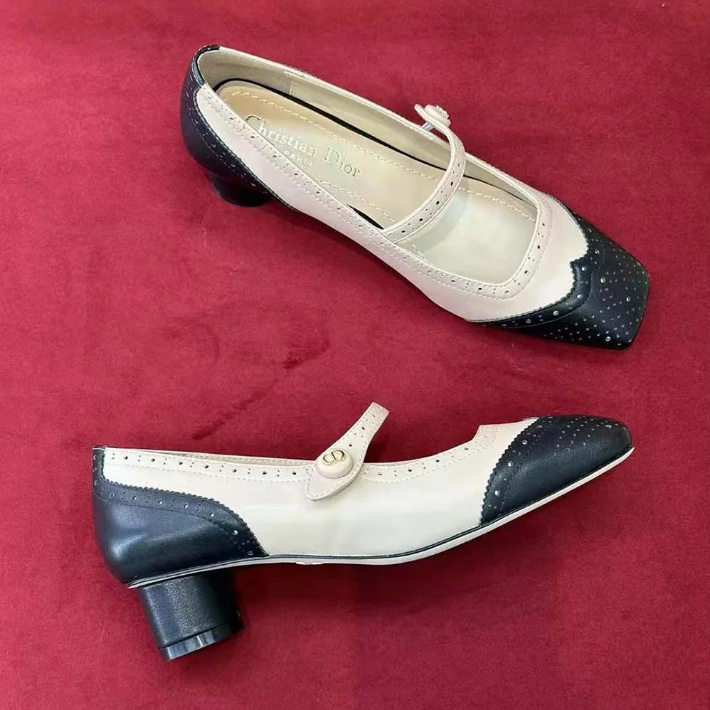 Dior Spectadior Ballet Pump Black and White Perforated Calfskin for Women Dior Spectadior Ballet Pump Black and White Perforated Calfskin for Women