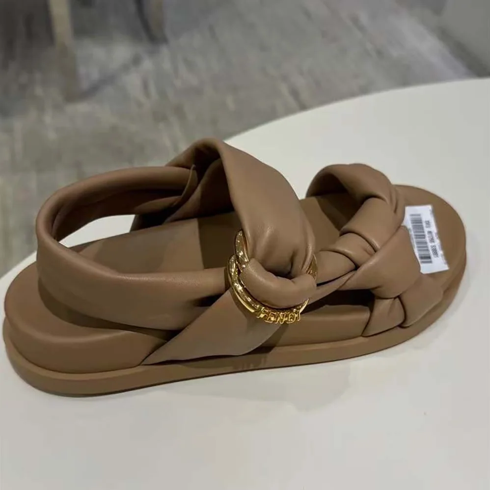 Fendi Fendi Feel Sandy Leather Sandals for Women