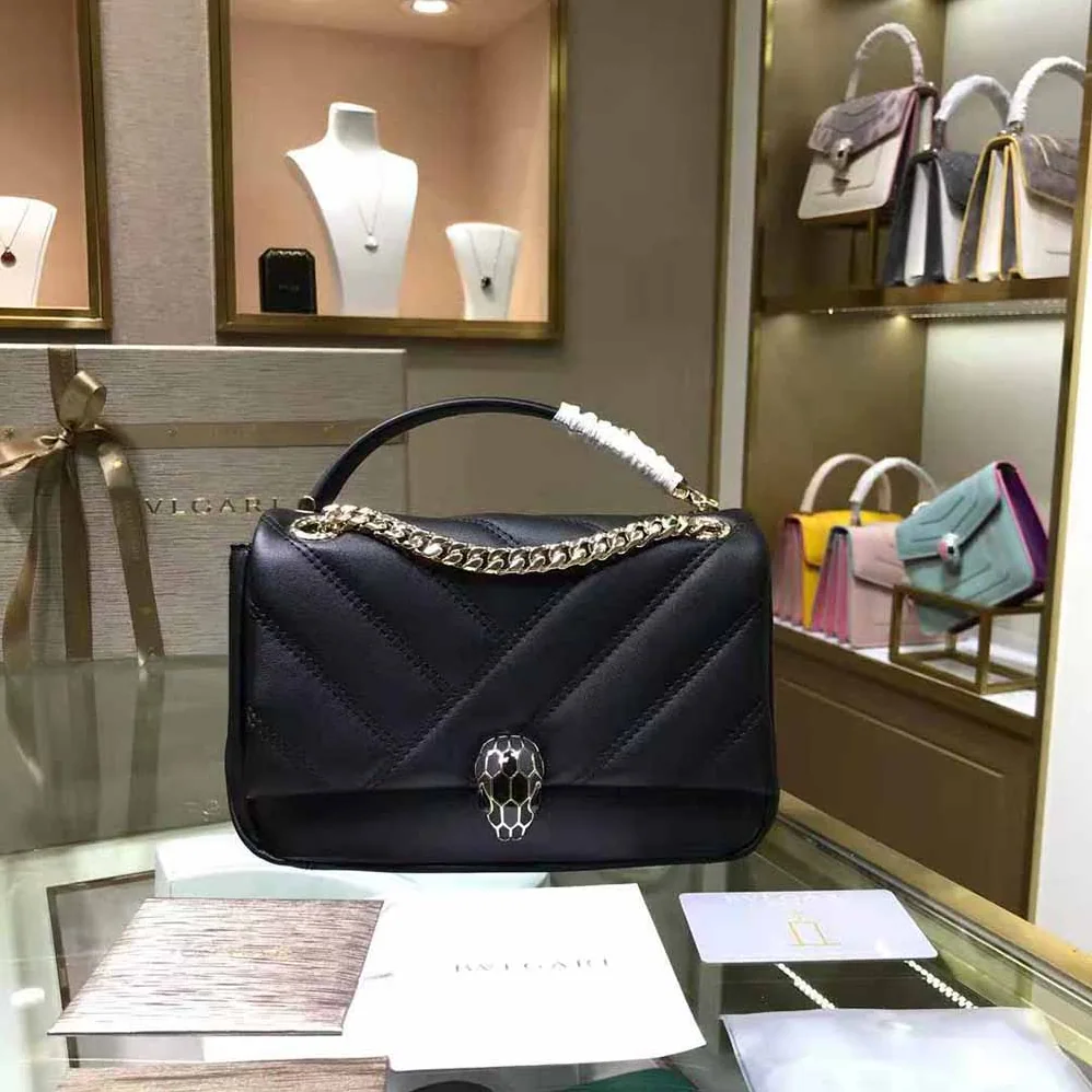 Bvlgari Serpenti Cabochon Shoulder Bag for Women in Black Bvlgari Serpenti Cabochon Shoulder Bag for Women in Black