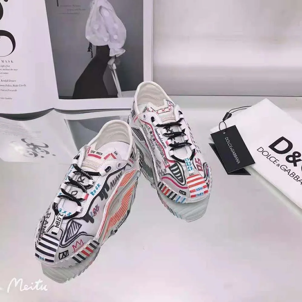 Dolce Gabbana D&G Mixed-Materials New York NS1 Slip for Unisex in on Sneakers Dolce Gabbana D&G Mixed-Materials New York NS1 Slip for Unisex in on Sneakers