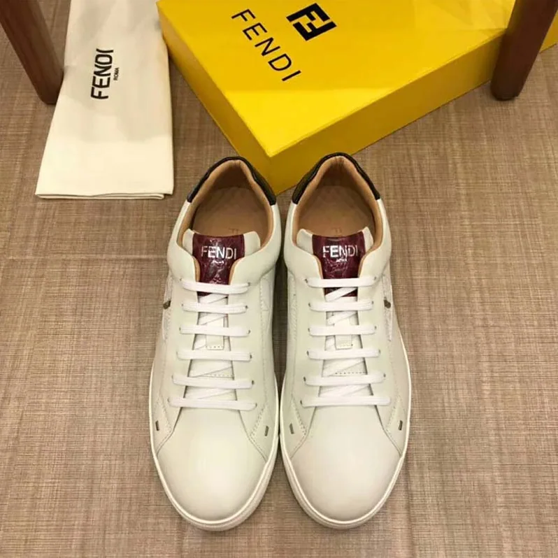 Fendi Shoes Sneakers White Leather Low for Men in Tops