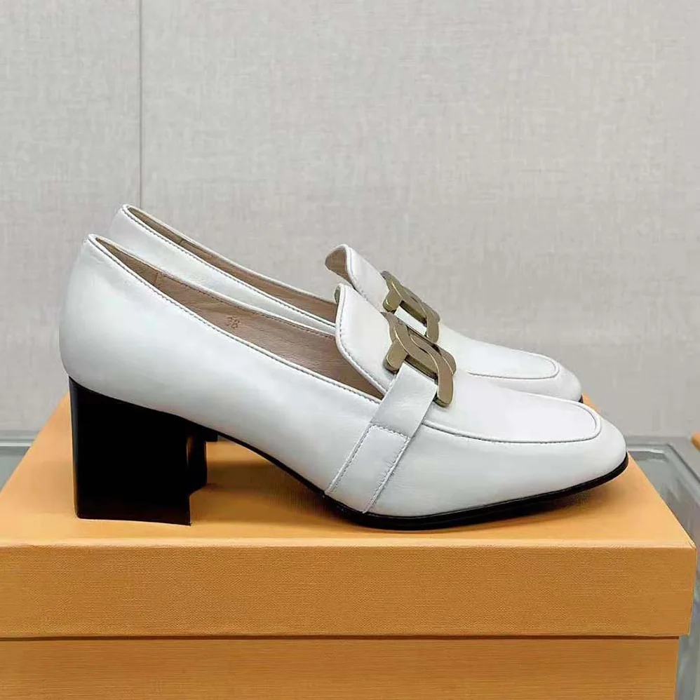TODS Kate Loafers in Leather With Heel for Women in White