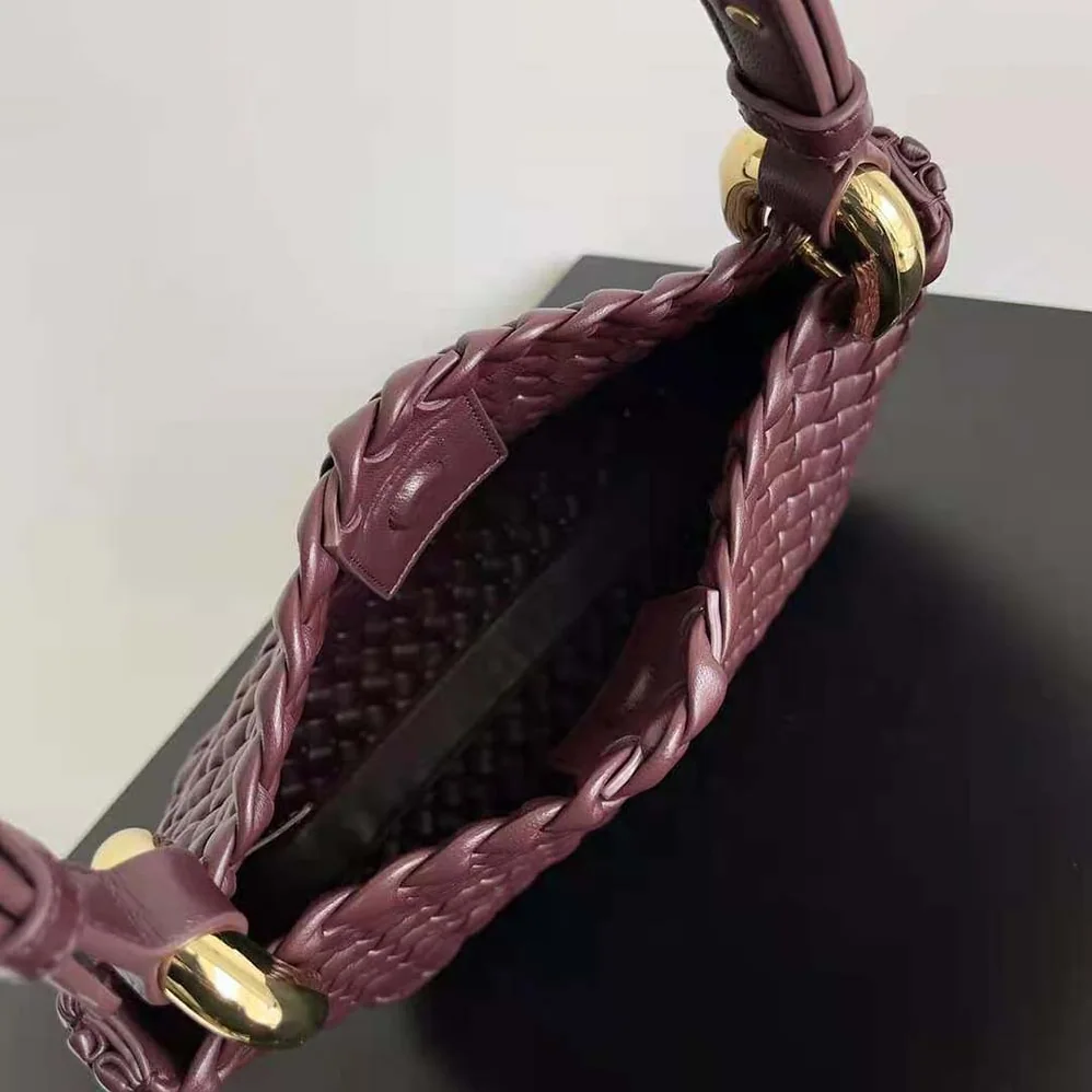 Bottega Veneta Small Clicker Shoulder Bag for Women in Maroon