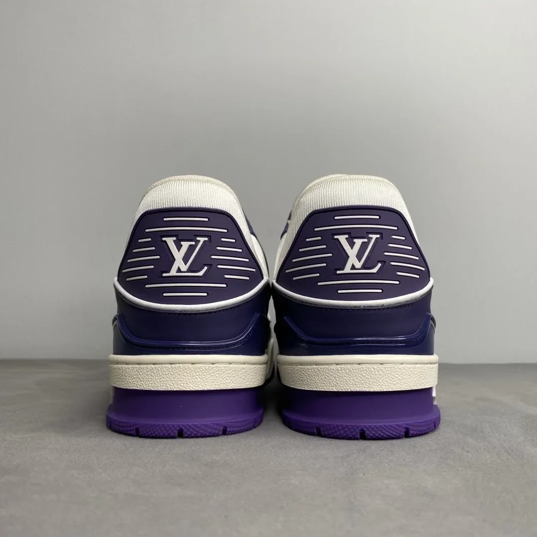 Louis Vuitton Trainer Sneaker Mix Of Materials White in Purple Virgil Abloh Louis Vuitton Trainer Sneaker Mix Of Materials White in Purple Virgil Abloh