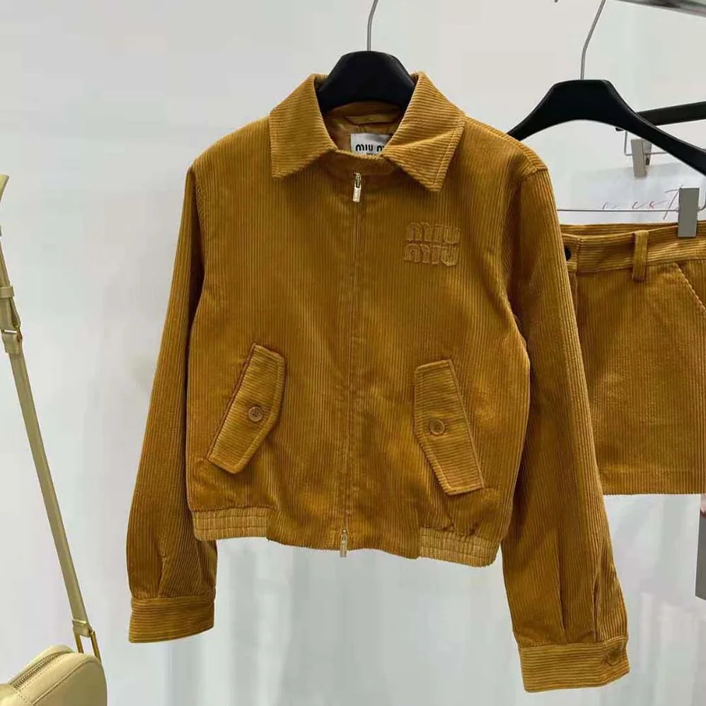 Miu Miu Corduroy Blouson Jacket for Women in Brown Miu Miu Corduroy Blouson Jacket for Women in Brown