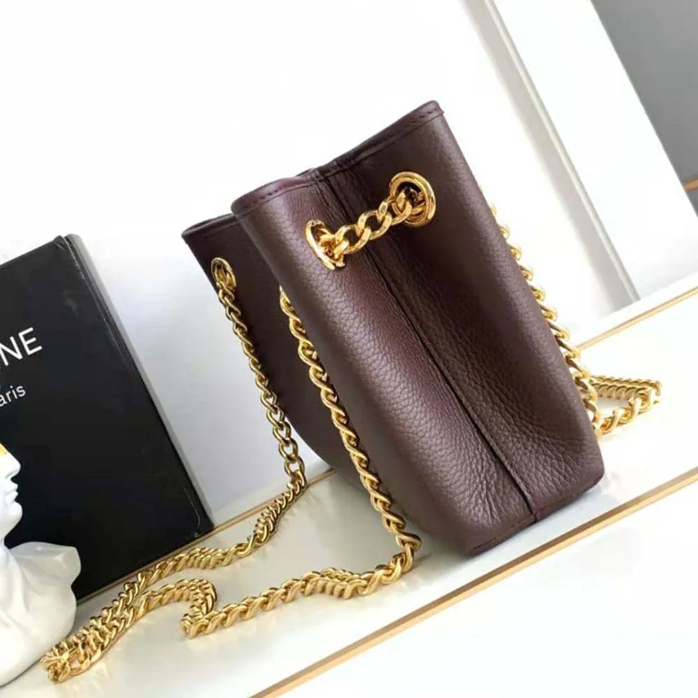 Celine Medium Newspaper Bag in Supple Calfskin for Women in Maroon