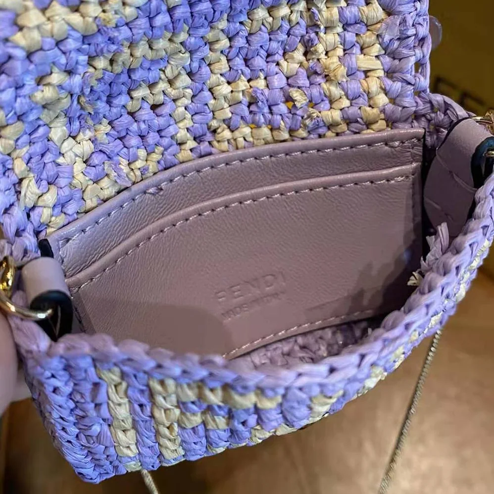 Fendi Nano Baguette Charm Lilac Raffia Charm for Women Fendi Nano Baguette Charm Lilac Raffia Charm for Women