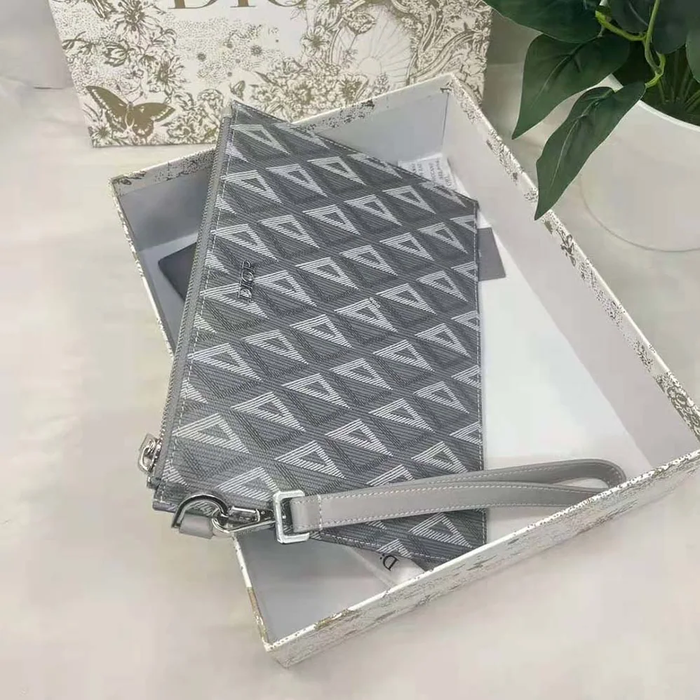 Dior A5 Pouch Dior Gray CD Diamond Canvas for Men