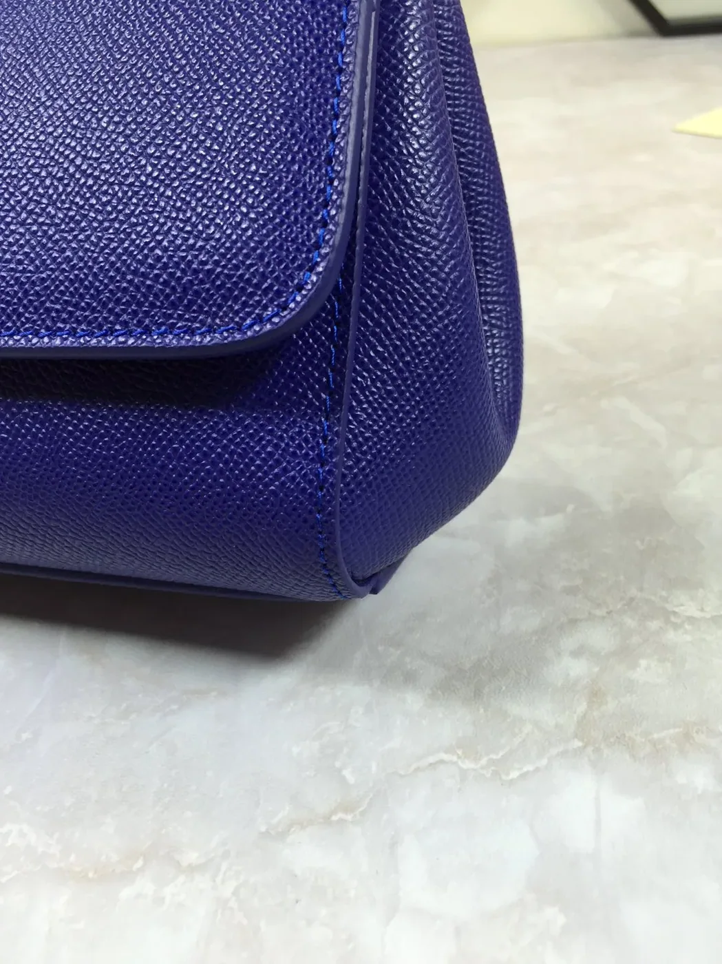 Dolce & Gabbana Medium Sicily Handbag In Dauphine Dark Blue / DG