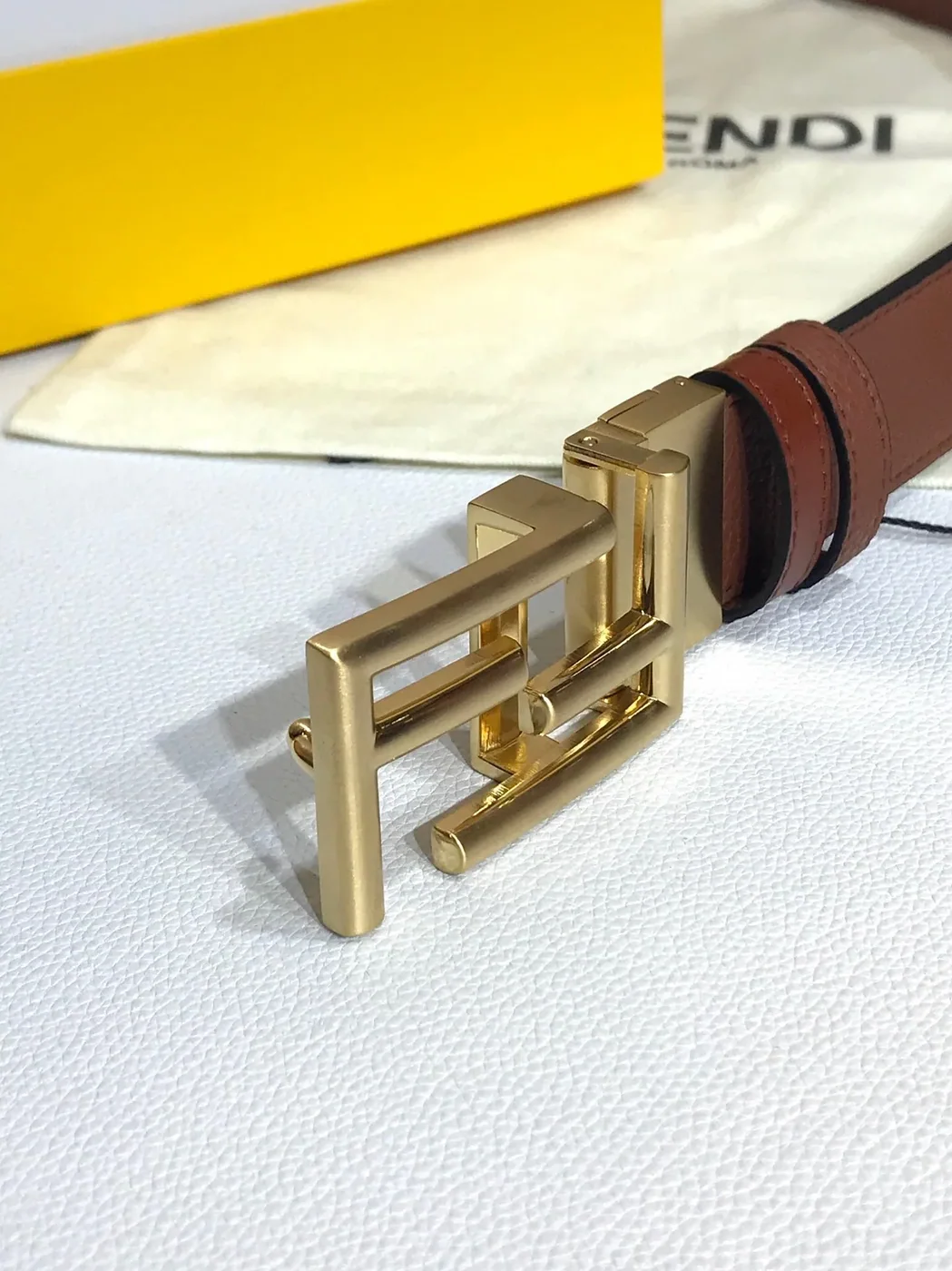 Fendi Belt Brown FF Belt 7C034470 for Women