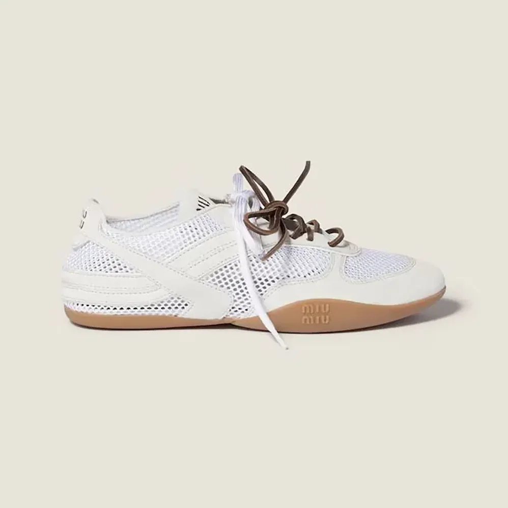 Miu Miu Gymnasium Mesh and Suede Sneakers for Women in White