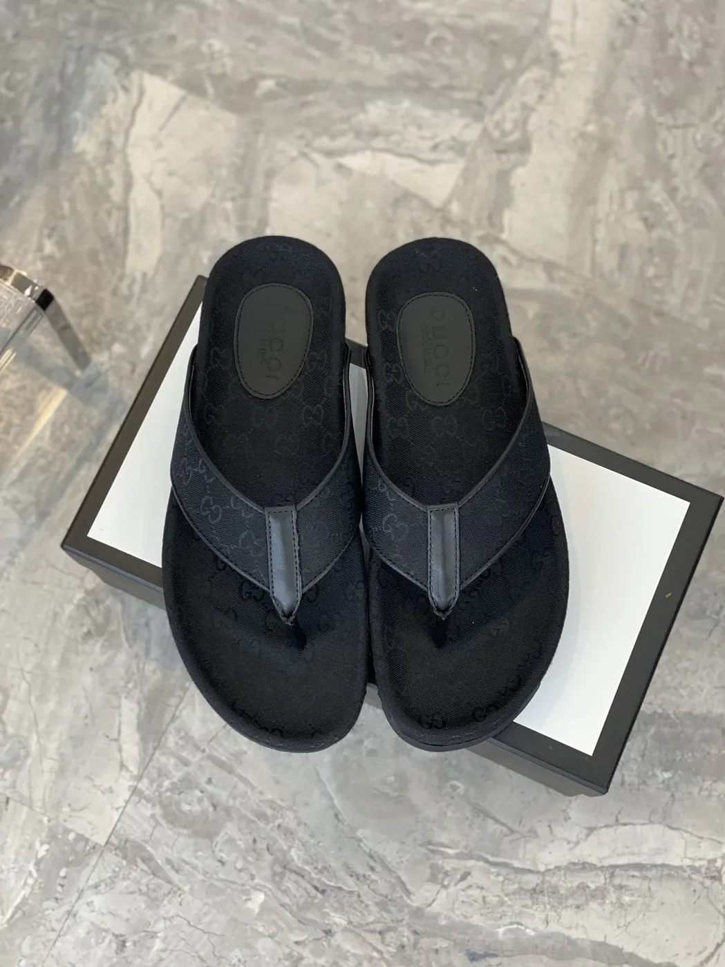 Gucci GG T for Men in Strap Slide Sandals Black Gucci GG T for Men in Strap Slide Sandals Black