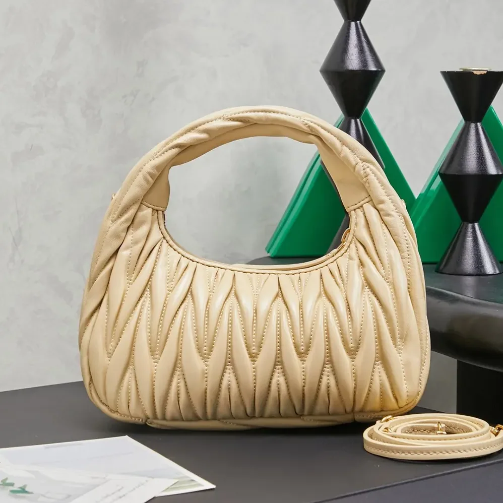 Miu Miu Wander Matelassé Nappa Leather Hobo Bag for Women in Soy Green Miu Miu Wander Matelassé Nappa Leather Hobo Bag for Women in Soy Green