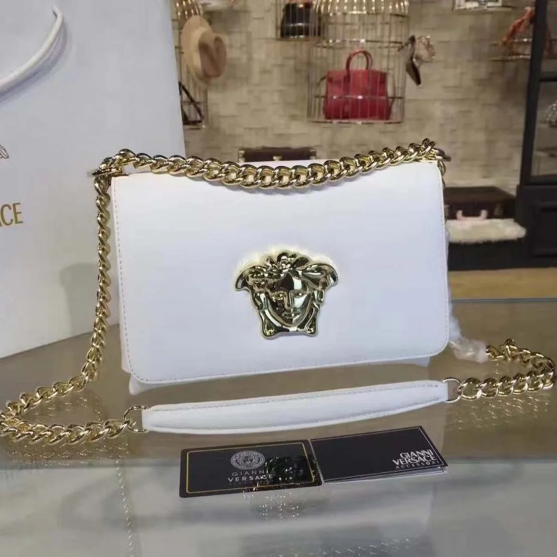Versace Palazzo Cross-Body Bag in Nappa Leather in White