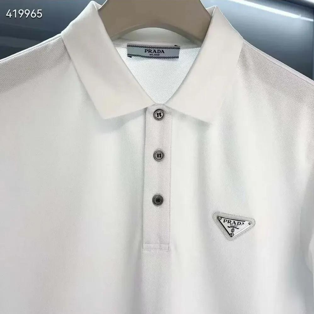 Prada Fleece Polo Natural Shirt in a Fleece Design for Men in White