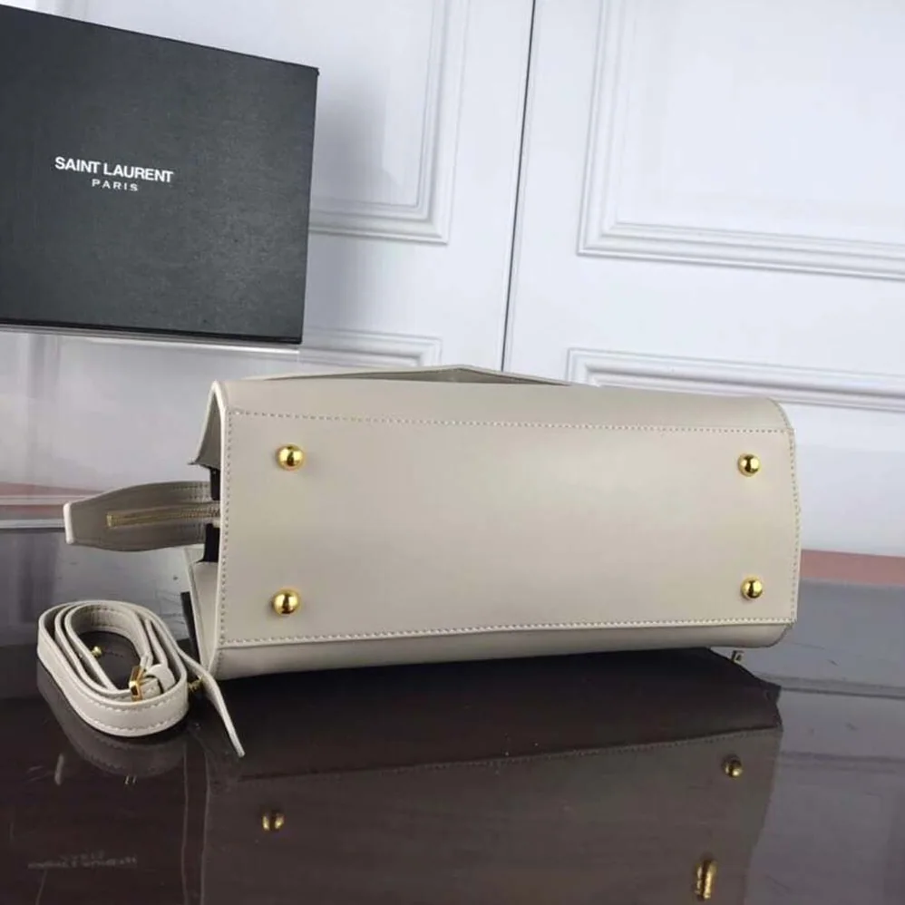 Saint Laurent YSL Uptown Medium Tote Shiny Smooth for Women in White Saint Laurent YSL Uptown Medium Tote Shiny Smooth for Women in White