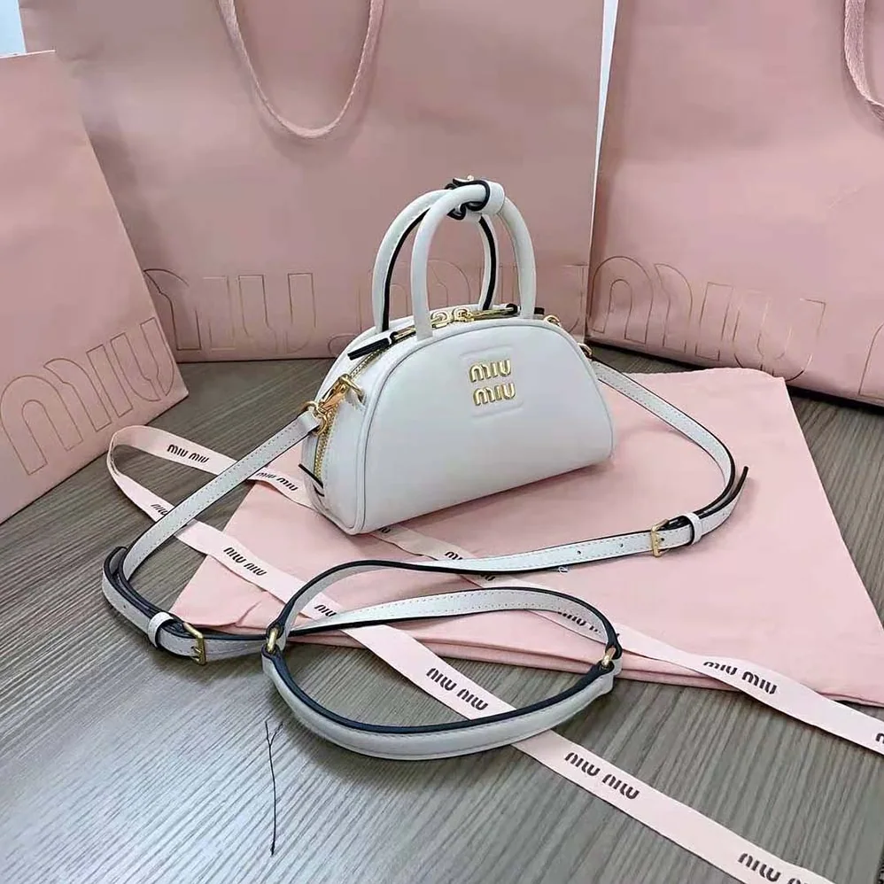 Miu Miu Mini Leather Top-handle Bag for Women in White Miu Miu Mini Leather Top-handle Bag for Women in White