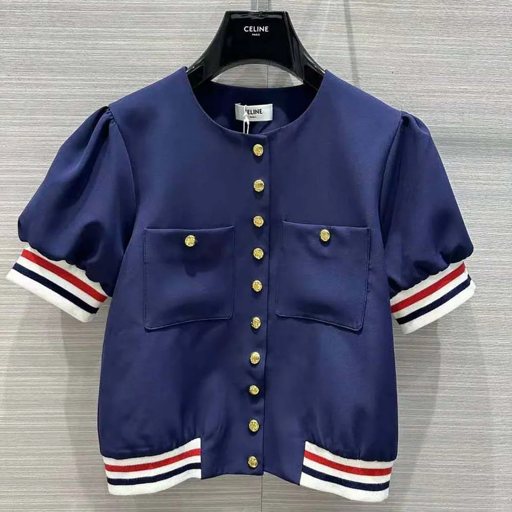 Celine Cardigan Jacket in Cotton Gabardine for Women in Navy