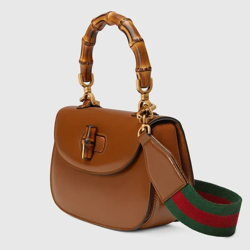 Gucci Bamboo 1947 Small Top Handle Bag in Brown Gold Hardware