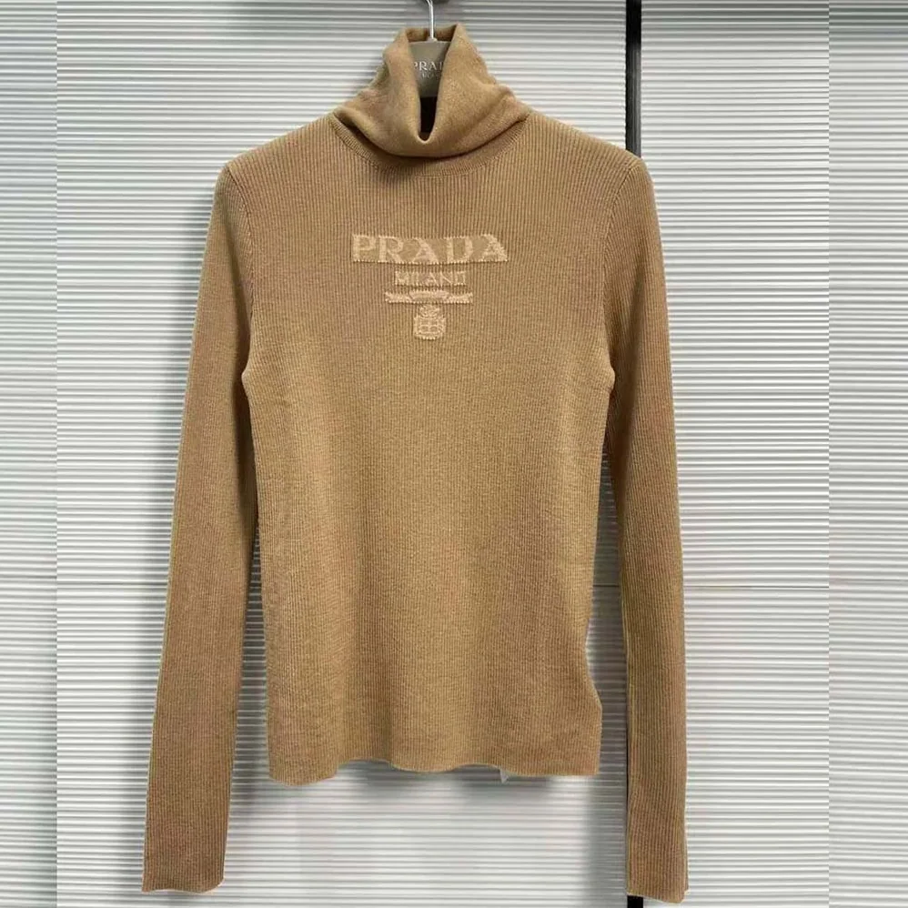 Prada Superfine Wool Turtleneck Sweater for Women in Brown