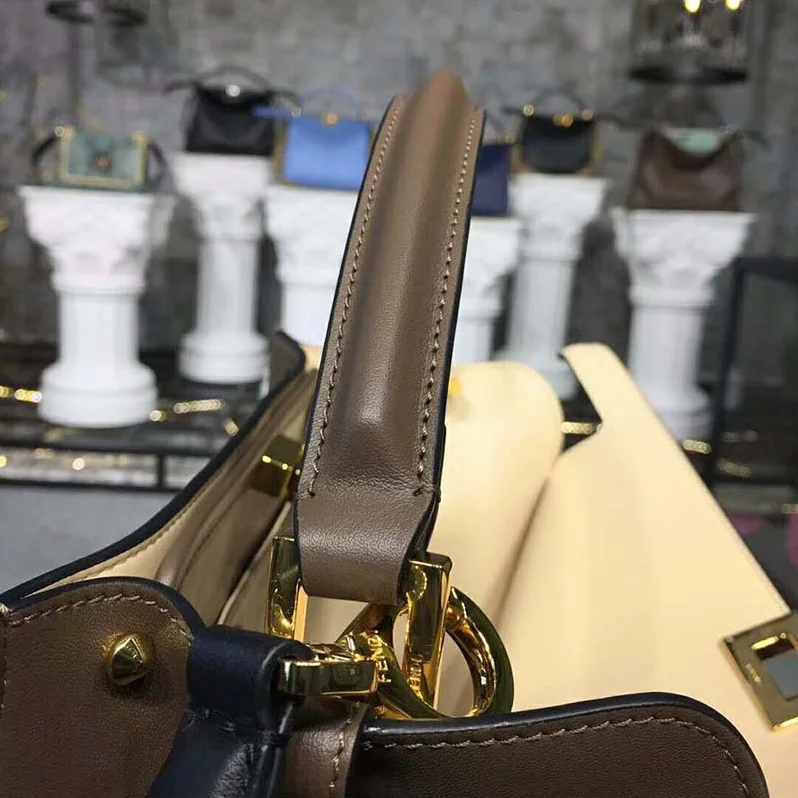 Fendi Peekaboo X-Lite Regular Leather Bag for Women in Brown