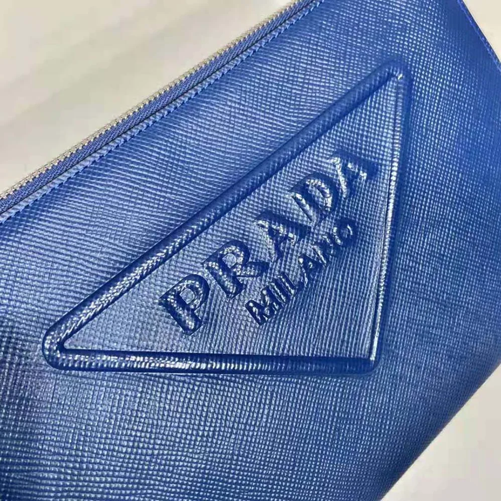 Prada Saffiano Leather Pouch for Men in Navy