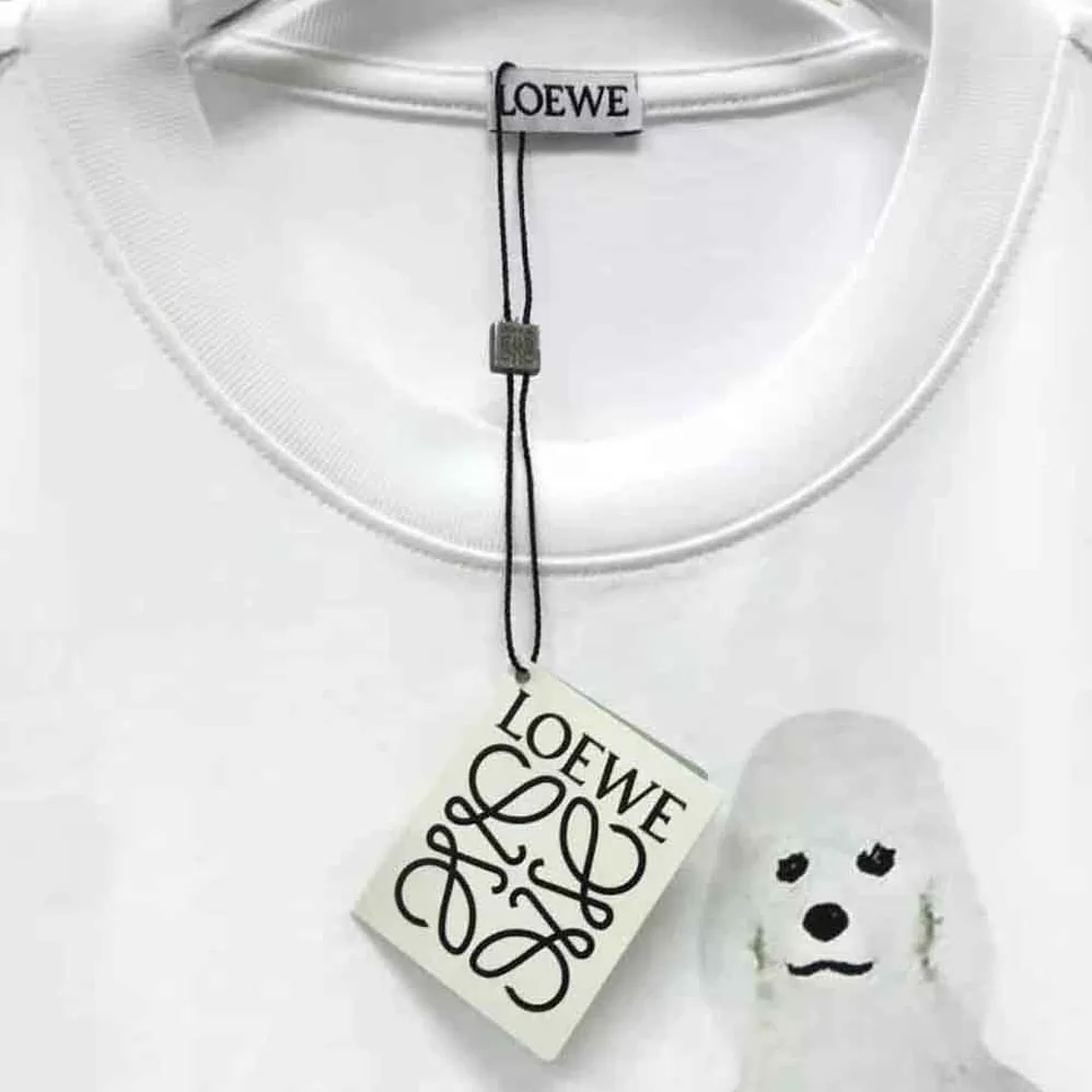 Loewe Twin Dog Print T-shirt in Cotton for Men in White Loewe Twin Dog Print T-shirt in Cotton for Men in White