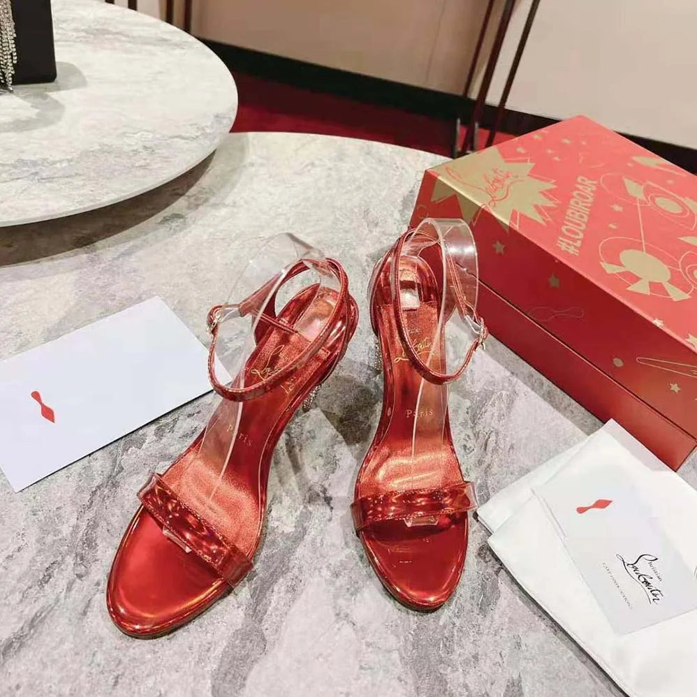 Christian Louboutin Lipstrass Queen 100 mm Heel Height for Women in Red Christian Louboutin Lipstrass Queen 100 mm Heel Height for Women in Red
