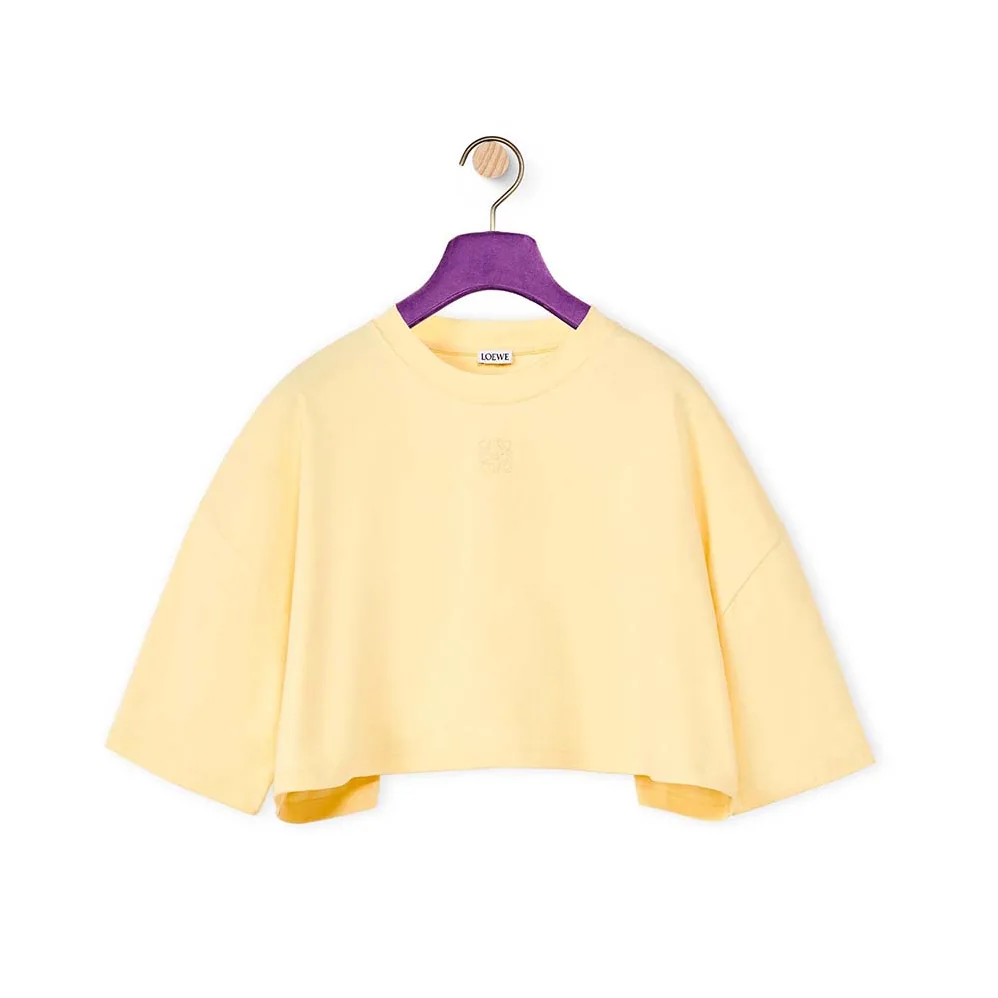 Loewe Cropped Anagram T-shirt in Cotton for Women in Yellow