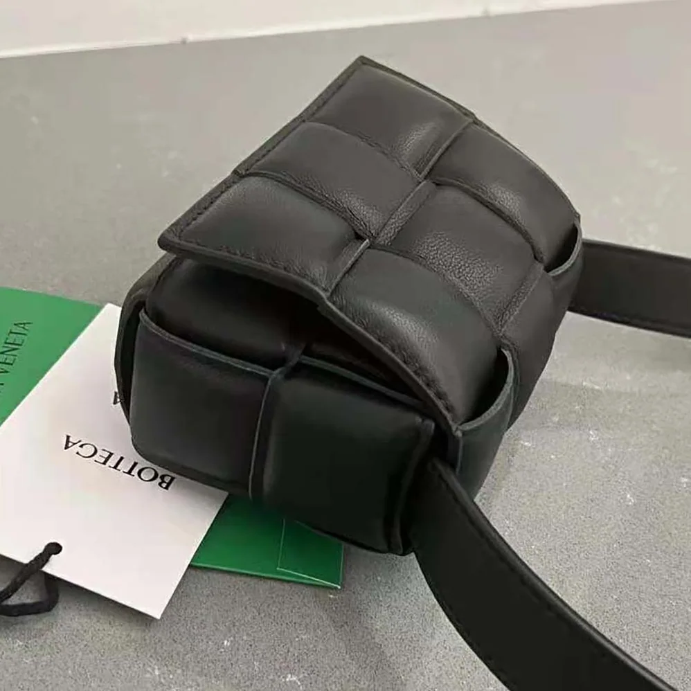 Bottega Veneta Candy Padded Cassette Mini Padded Intreccio Leather Cross-Body Bag for Women in Black