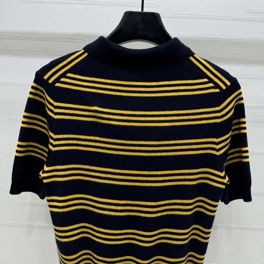 Miu Miu Striped Cashmere and Silk Polo Sweater for Women