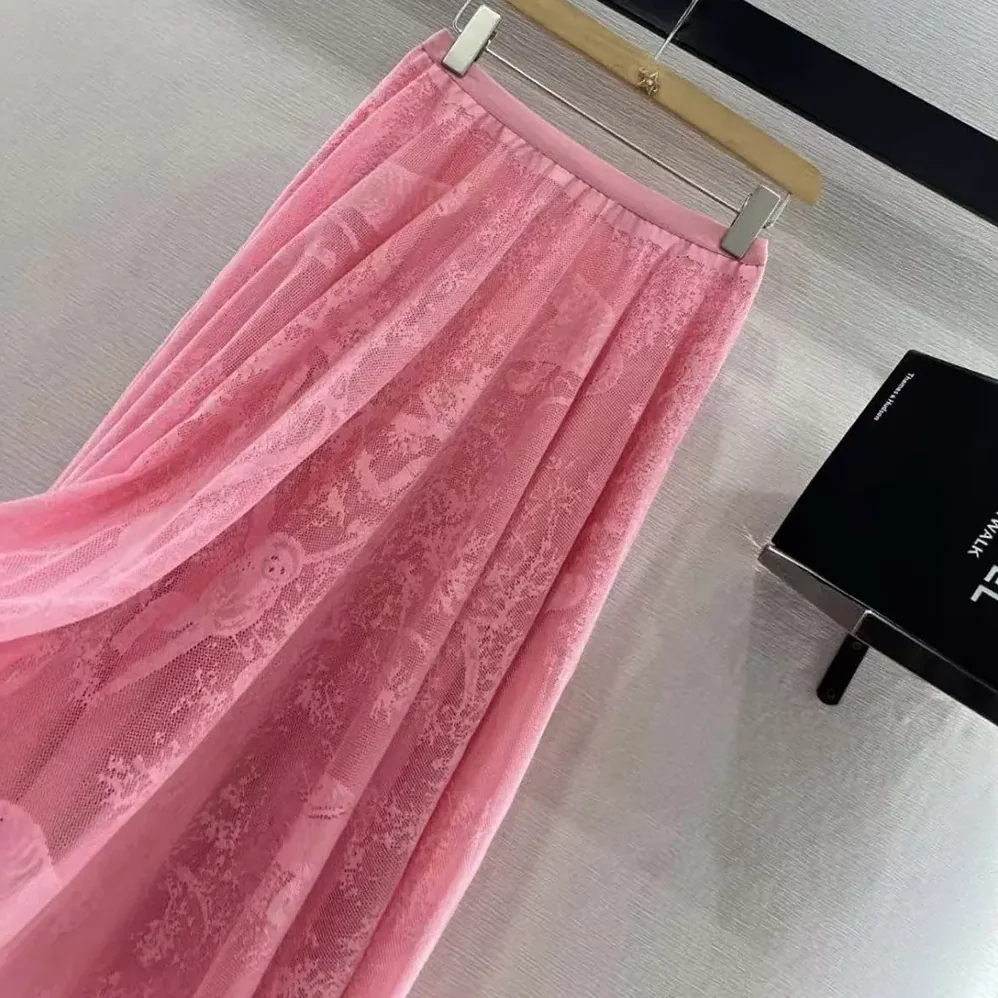 Dior Dioriviera Mid-Length Flared Skirt Cherry Blossom Pink for Women