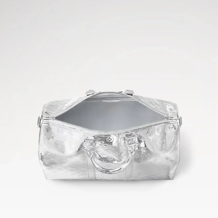 Louis Vuitton Keepall Bandouliere 45 Travel Bag in Silver Metallic Silver Hardware