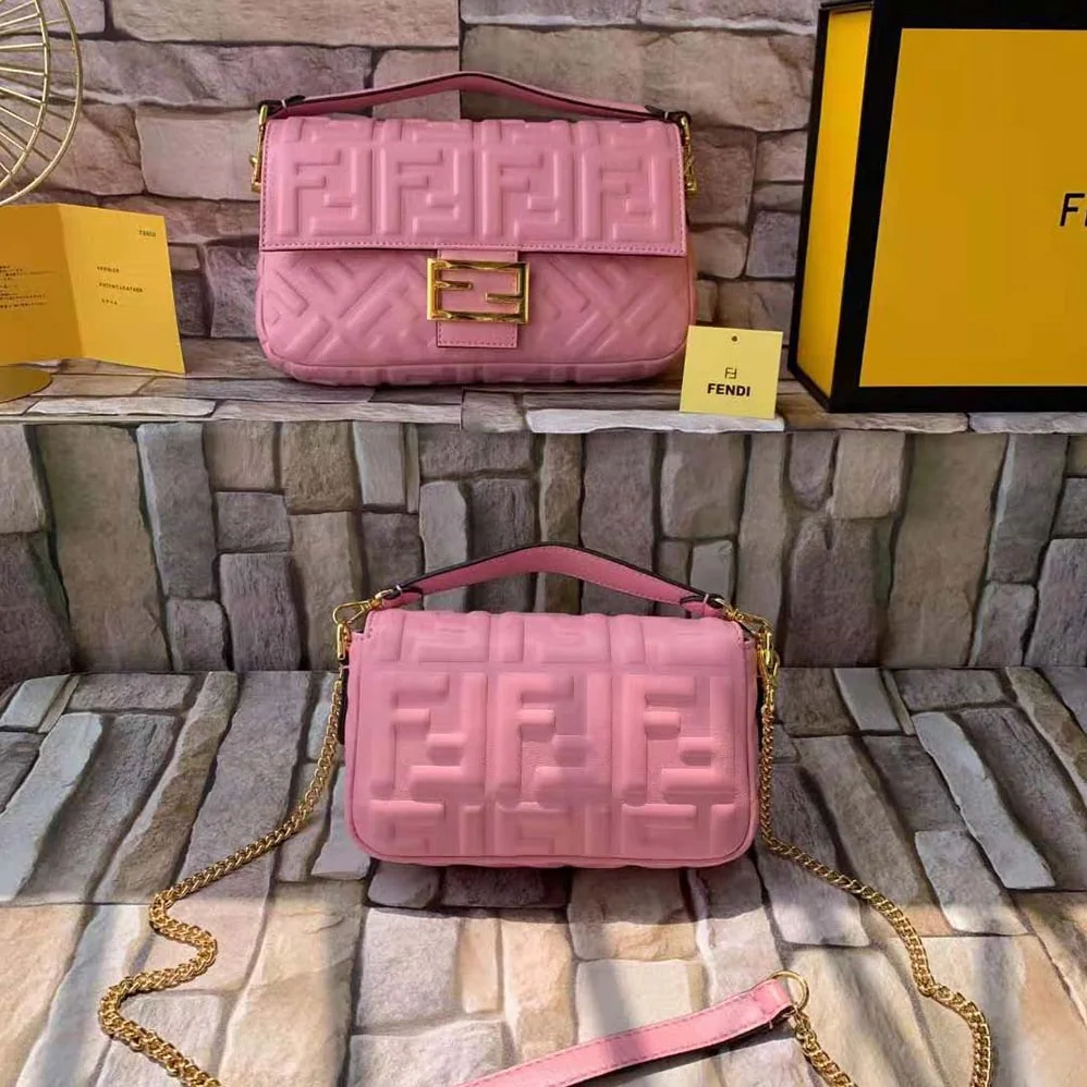 Fendi Baguette Soft Nappa Leather Bag for Women in Pink